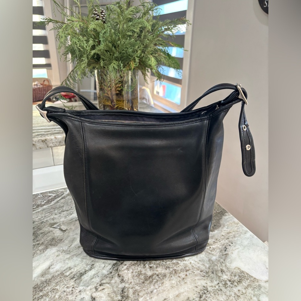 Vintage Coach Black Leather Bag